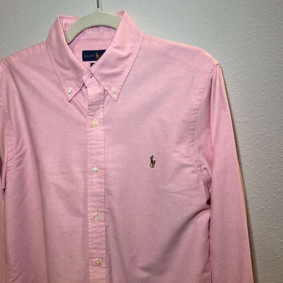 Polo Ralph Lauren Slim Fit Stretch Oxford Pink Shirt Size M - Picture 11 of 14